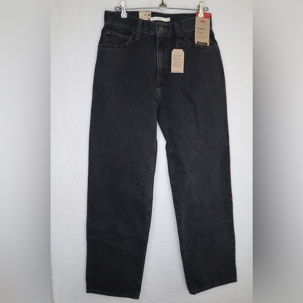Levi’s 94 Baggy Black Denim Jeans sz 26 High- Waisted street wear